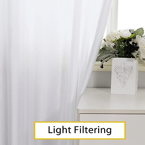 Chyhomenyc Uptown White Kitchen Curtains 30x30 Inch Pack of 2 Faux Silk Light Filtering Short Drapes for Small Windows