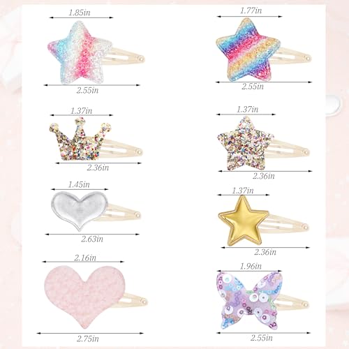 HOVEOX 16-Piece Sparkly Toddler Hair Clips & Cute Barrettes for Girls