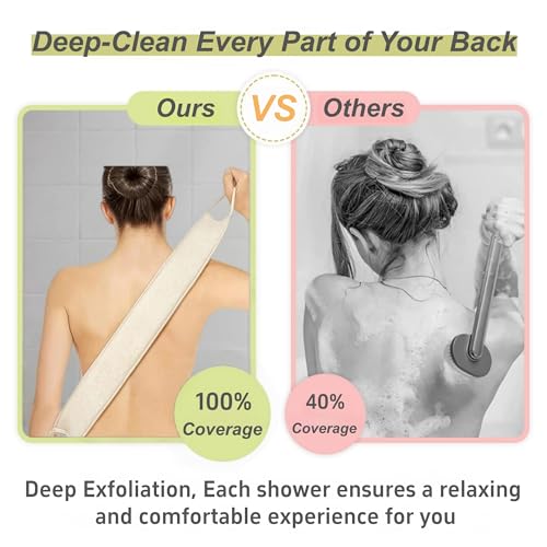 Natural Loofah Exfoliating Body Scrubber 2-Piece Bath Set