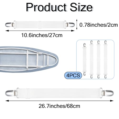 Adjustable Ironing Board Cover Clips & Fasteners - Non-Slip Elastic Sheet Holders (4 Pack)