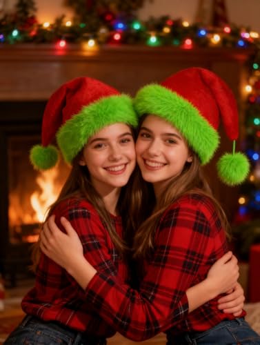 Christmas Santa Hat for Adults - Green Monster Halloween Cosplay Hat