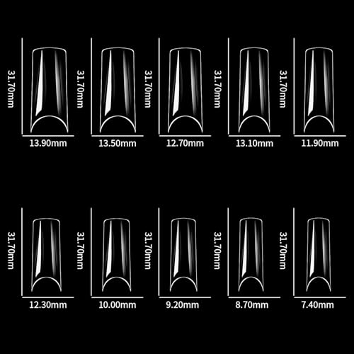 Clear Acrylic Press On Nail Tips 10 Sizes False Nails for DIY Art