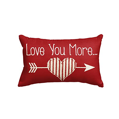Valentine's Day Love Heart Throw Pillow Cover, 12x20 Inch Red Cushion Case