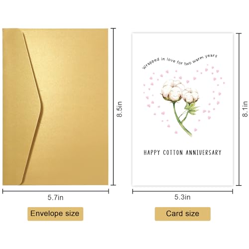 Happy 2-Year Anniversary Card for Him/Her - Cute Cotton Design