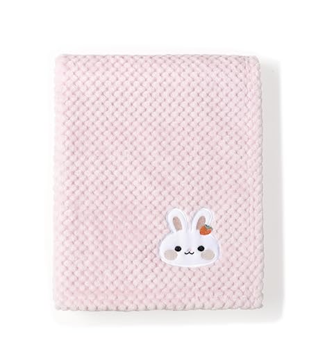 CREVENT 30x40 Fluffy Bunny Baby Blanket - Soft Pink Infant Bedding