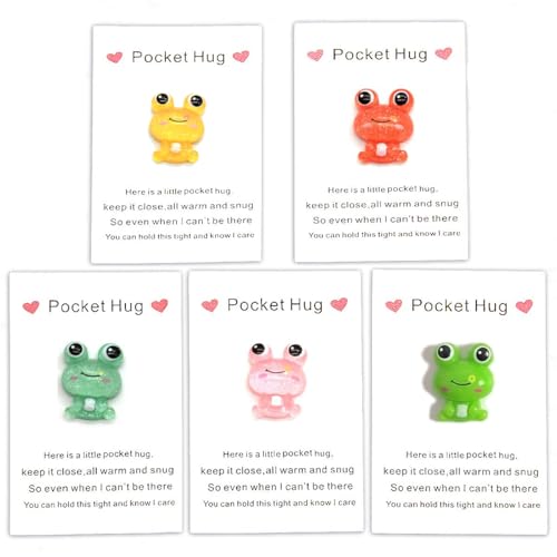 Set of 5 Pocket Hug Frog Tokens with Heart - Thoughtful Gifts