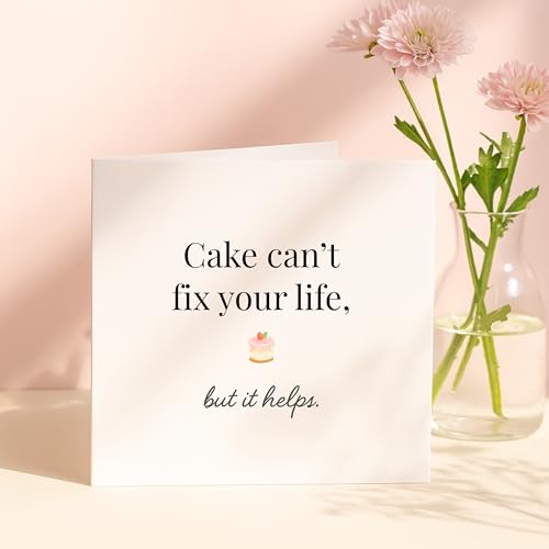 MissDaisy Funny Birthday Card – 'Cake Can't Fix Your Life' Humor