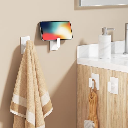 pickpiff Adhesive Towel Hooks - 20LB Strong Hanger, White (4 Pack)
