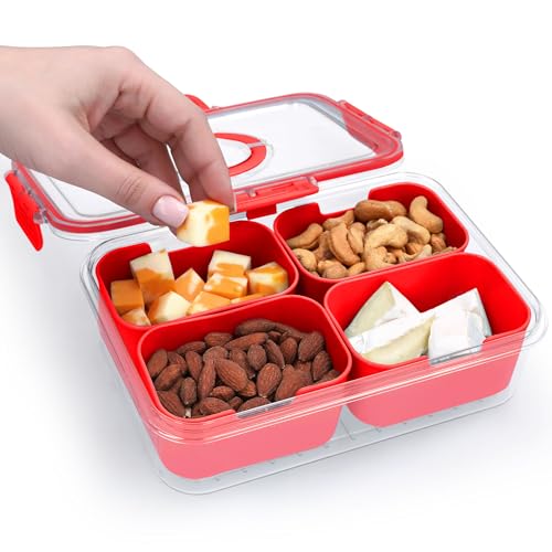 KEYVOZ Snackle Box with Lid - Portable Travel Charcuterie Organizer for Snacks & Fruits