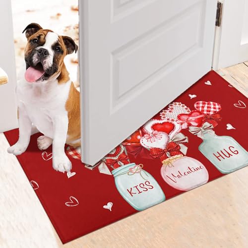 Valentine's Day Heart Doormat 30"x17" - Non-Slip & Durable