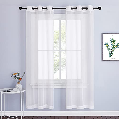 NICETOWN Ivory Sheer Curtains 37W x 72L Grommet Panel Pack of 2