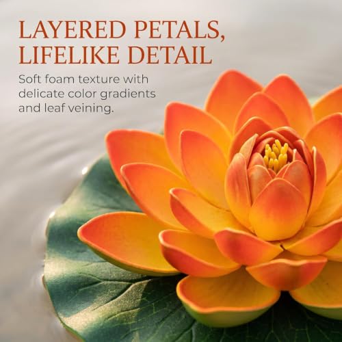 4 Pcs Realistic Foam Water Lily Flowers for Pond & Garden Decor