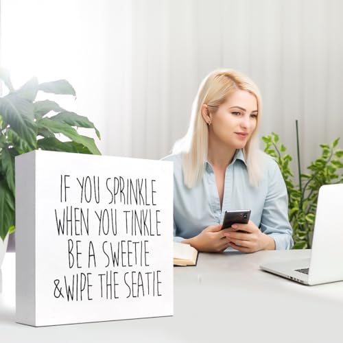 Be a Sweetie and Wipe the Seatie Wood Block Sign - Funny Desktop Decor