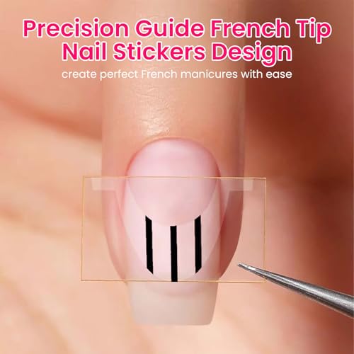 ESUOHYM 10 Sheets French Tip Nail Guide Stickers & Stencils for Manicure