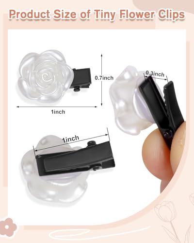 Small Flower Hair Clips - 20 Pcs Mini White Rose Claw Clips