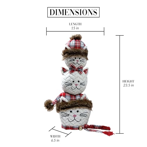 Festive Cat Figurines Set - 21 Inch Holiday Home Decor with Stacked Cats