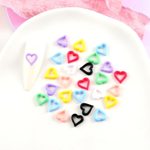 Kachimoo Kawaii Nail Charms 200 PCS Colorful Resin Heart and Star Gems