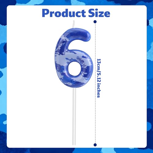 Camo Number 6 Birthday Candle - Camouflage Cake Topper for Boys