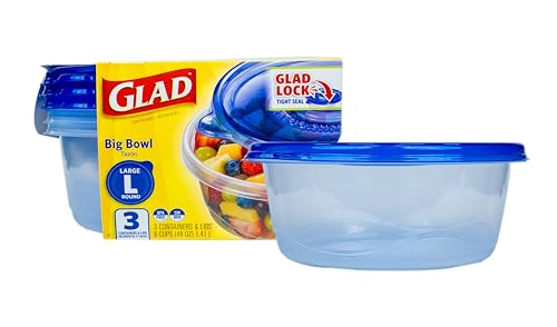 GladWare Big Round Food Storage Containers 48 oz - Pack of 6 (3 Count, Variation)