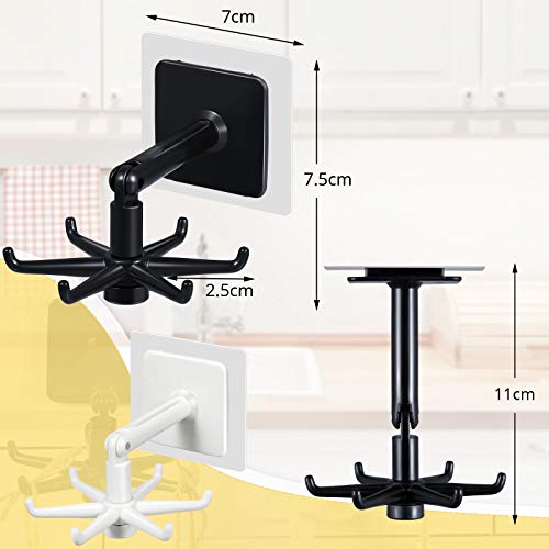Jetec 4-Piece 360° Rotating Self-Adhesive Folding Hooks - Black & White