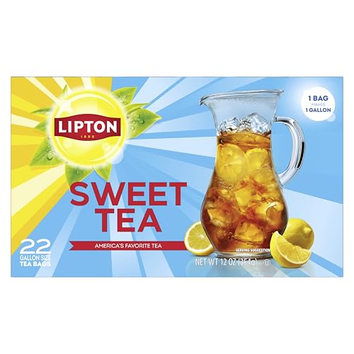 Lipton Southern Sweet Black Tea Bags, Gallon Size, 22 Count Box