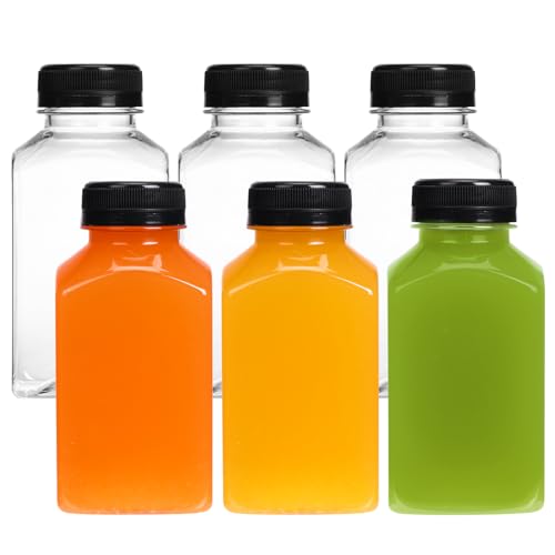Moretoes 6-Pack 10oz Clear Plastic Juice Bottles with Caps