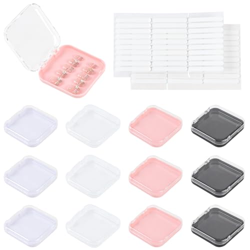 12 Pcs Press on Nail Boxes with Double Sided Tape for Storage