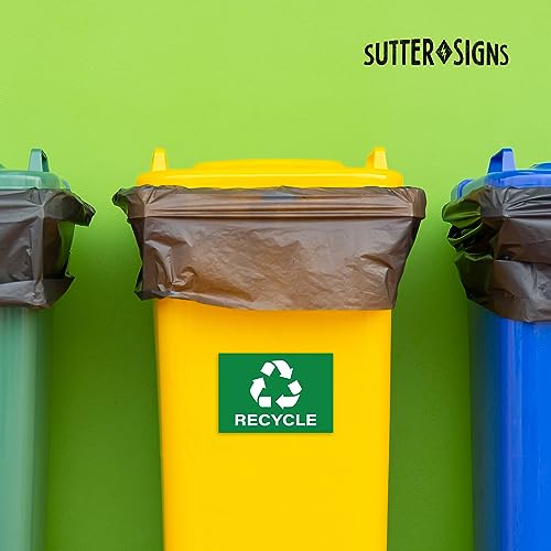 Green Recycle Stickers - 7" x 10" Weatherproof Vinyl (Pack of 4)