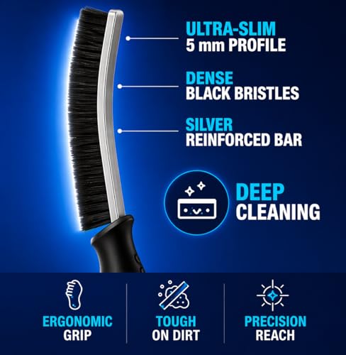 Cadley Heavy Duty Grout Cleaning Brush Set of 6 - Narrow Head Scrubbing Tools for Bathroom & Kitchen Gaps