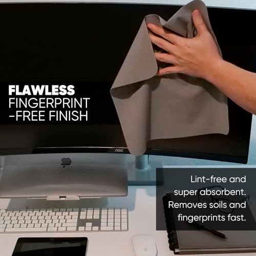Black 14x14 Microfiber Screen Cleaning Cloths 3-Pack for Large TVs & Monitors