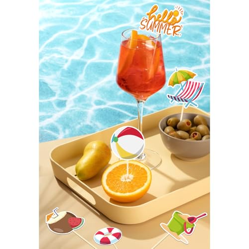 30 Pack Beach Cupcake Toppers - Hawaiian Theme Party Decorations