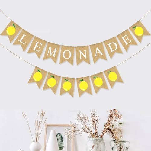 Lemonade Party Banner - 9.6ft Burlap Decoration for Summer Events