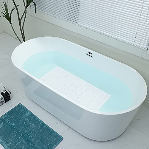 Mantto Extra Long Non-Slip Pebble Bath Mat, 34.2" x 15.7" - Clear