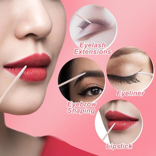 SmallCat 300 Pcs Pointed Cotton Swabs with Wooden Sticks - 2.75 Inch Precision Tip Q-Tips for Makeup, Nails and Detailed Cleaning
