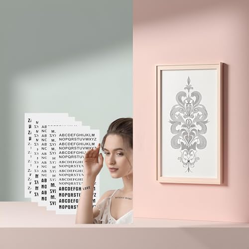 Black Letter Temporary Tattoos - 5 Sheets Waterproof Alphabet Stickers