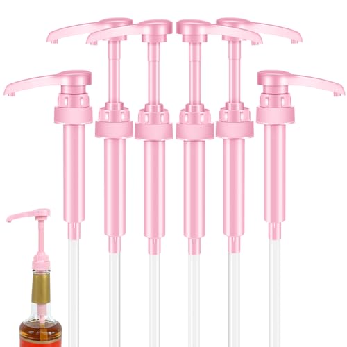 Pink Coffee Syrup Pump Dispenser - 6-Pack for Torani and Skinny Syrups