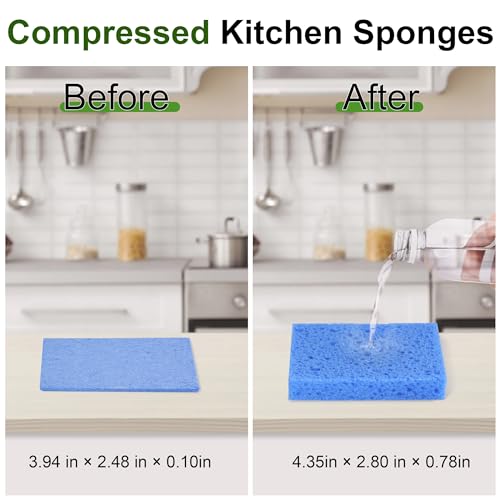 15 Pack Biodegradable Cellulose Sponges - Colorful Non-Scratch Kitchen & Bathroom Cleaning