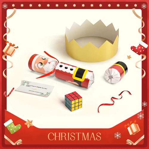 Christmas No Snap Party Favors with Hats and Prizes - 18 Pack