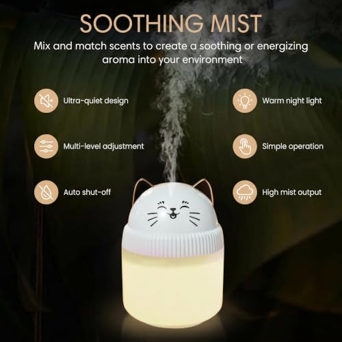 Portable Small Humidifier with Night Light - USB, Auto Shut-Off, 220ml