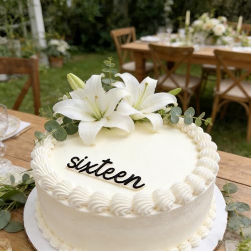 Elegant Acrylic 'Sixteen' Cake Topper for 16th Birthday & Anniversary