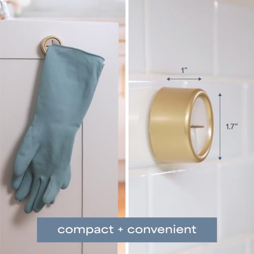 Brushed Gold Adhesive Towel Hooks - 4 Pack for Kitchen & Bathroom