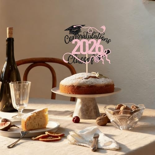 Class of 2026 Cake Topper - Glitter Graduation Decoration