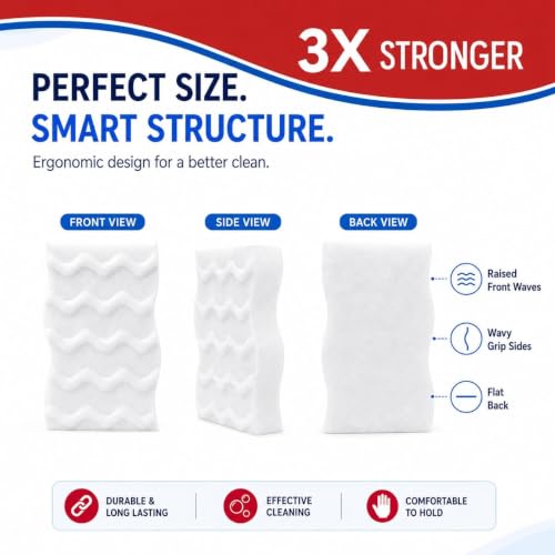 Cerexult 10-Pack 3X Density Magic Sponge Erasers Heavy Duty Cleaning Sponges