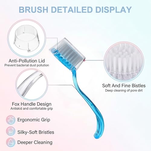 Snuviax 4-Piece Soft Nail Cleaning Brush Set with Handle Grip