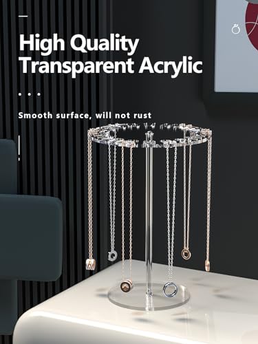 Acrylic Necklace Organizer Stand - Rotating Jewelry Display Rack