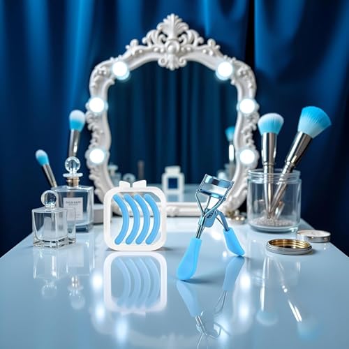 Blue Eyelash Curler with 4 Replacement Pads - Professional Lash Tool