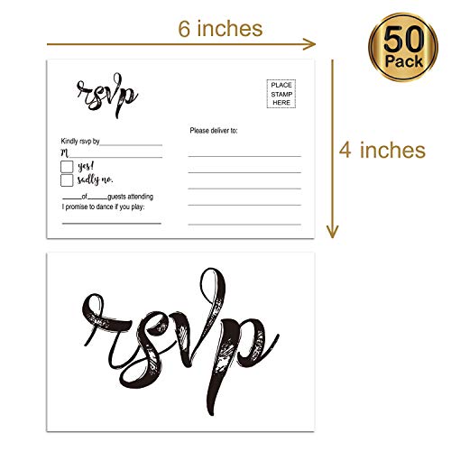 50 Rustic Wedding RSVP Cards - Blank, No Envelopes Needed