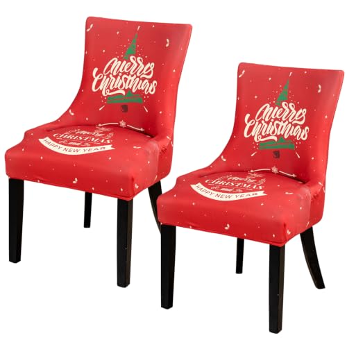 Christmas Wingback Dining Chair Cover 2 Pcs Slipcover Accent Chair Protectors