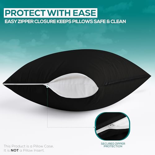 Utopia Bedding King Size Waterproof Pillow Protectors, Black - Set of 2