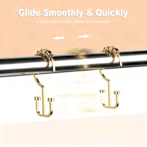 BBV Rust Resistant Metal Shower Curtain Hooks - 12 Pcs Gold